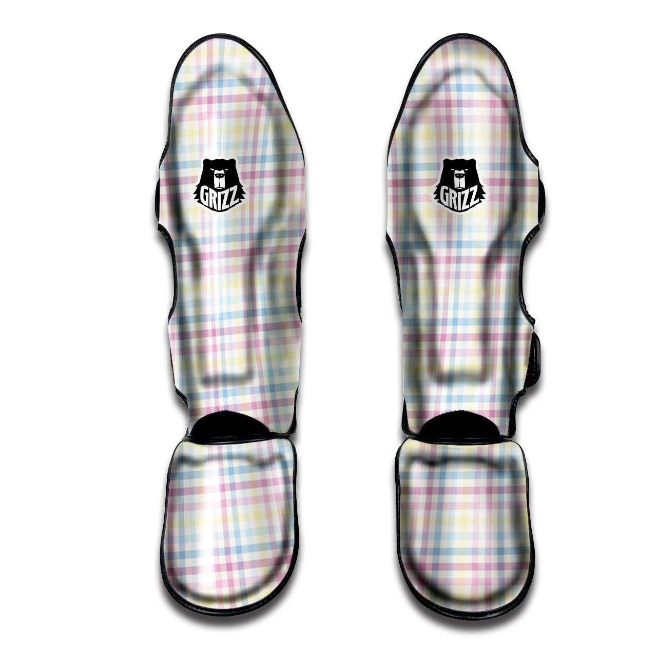Pastel Plaid Cotton Candy Print Pattern Muay Thai Shin Guards-grizzshop