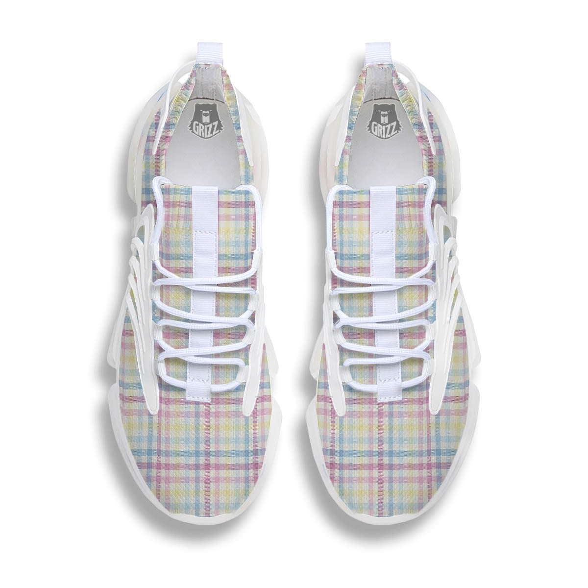 Pastel Plaid Cotton Candy Print Pattern White Gym Shoes-grizzshop