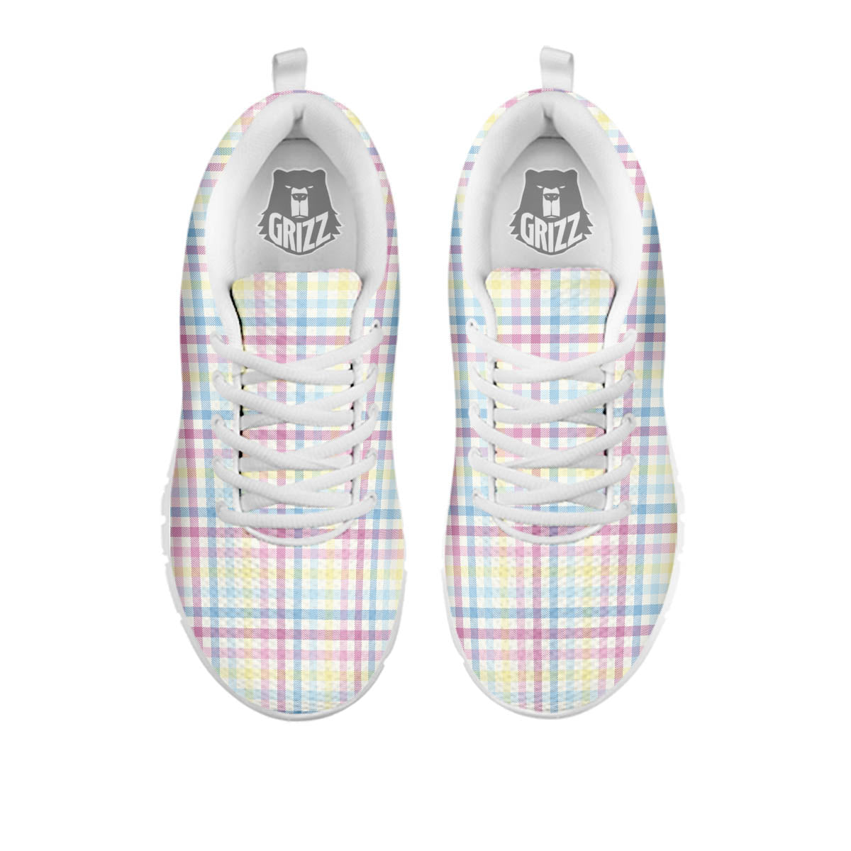 Pastel Plaid Cotton Candy Print Pattern White Sneaker-grizzshop