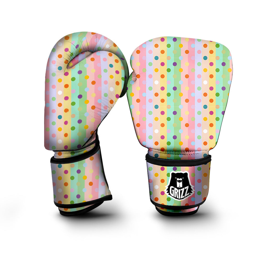 Pastel Polka Dots Print Pattern Boxing Gloves-grizzshop