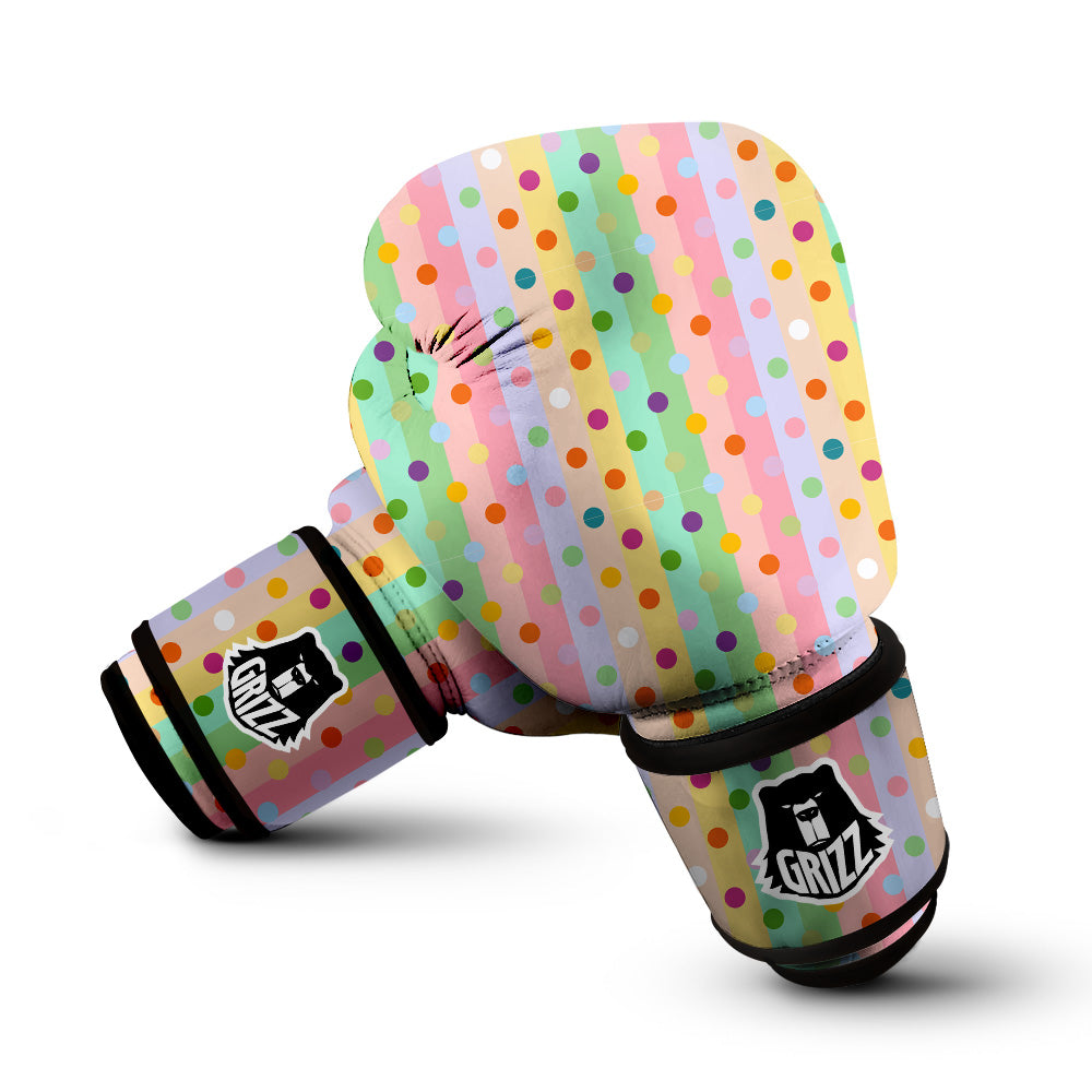 Pastel Polka Dots Print Pattern Boxing Gloves-grizzshop
