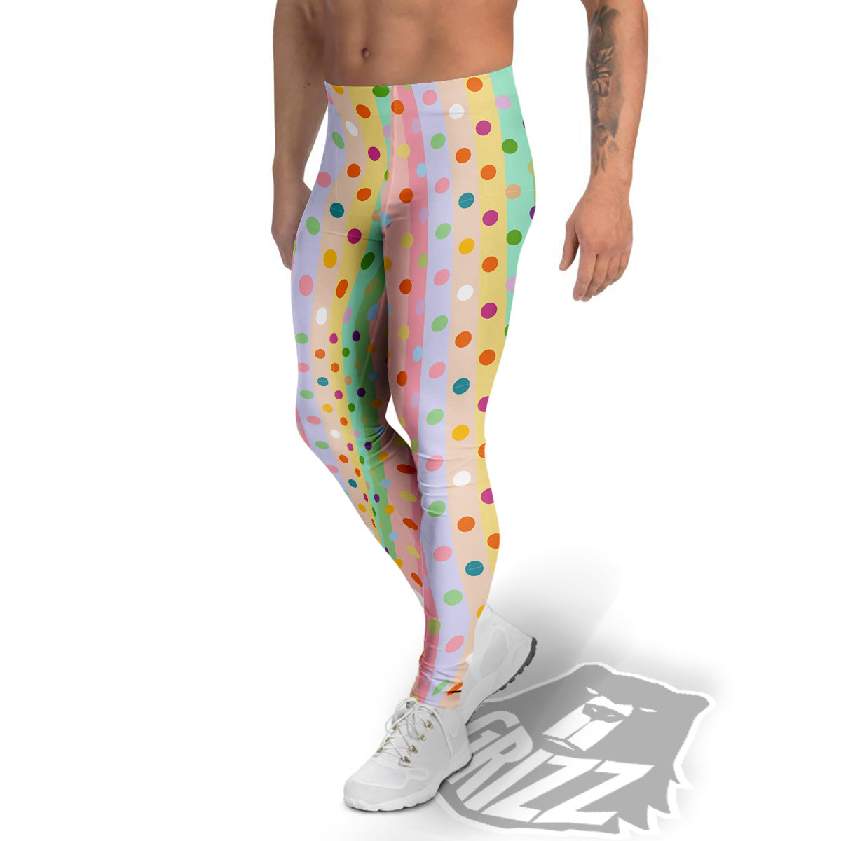 Pastel Polka Dots Print Pattern Men's Leggings-grizzshop