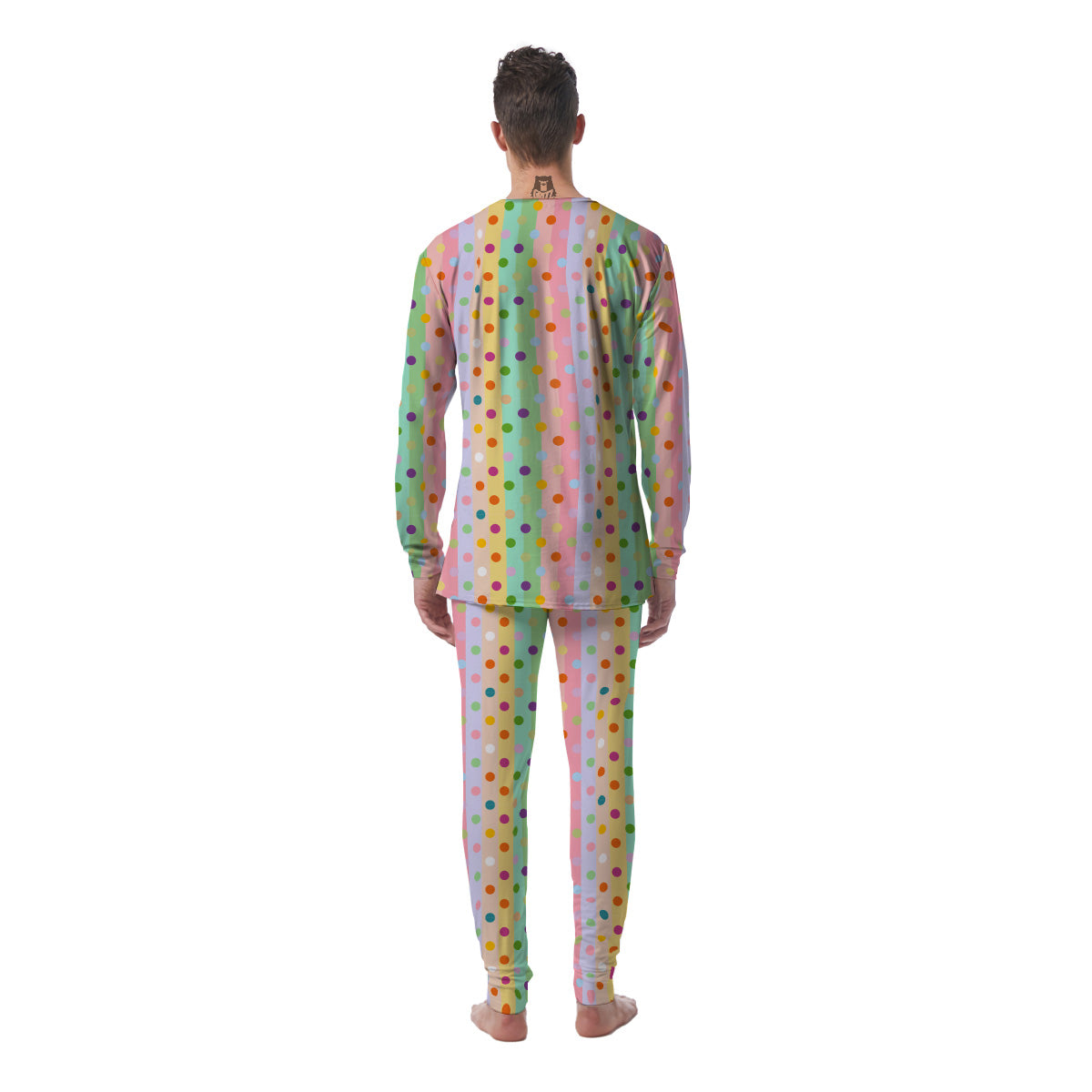 Pastel Polka Dots Print Pattern Men's Pajamas-grizzshop