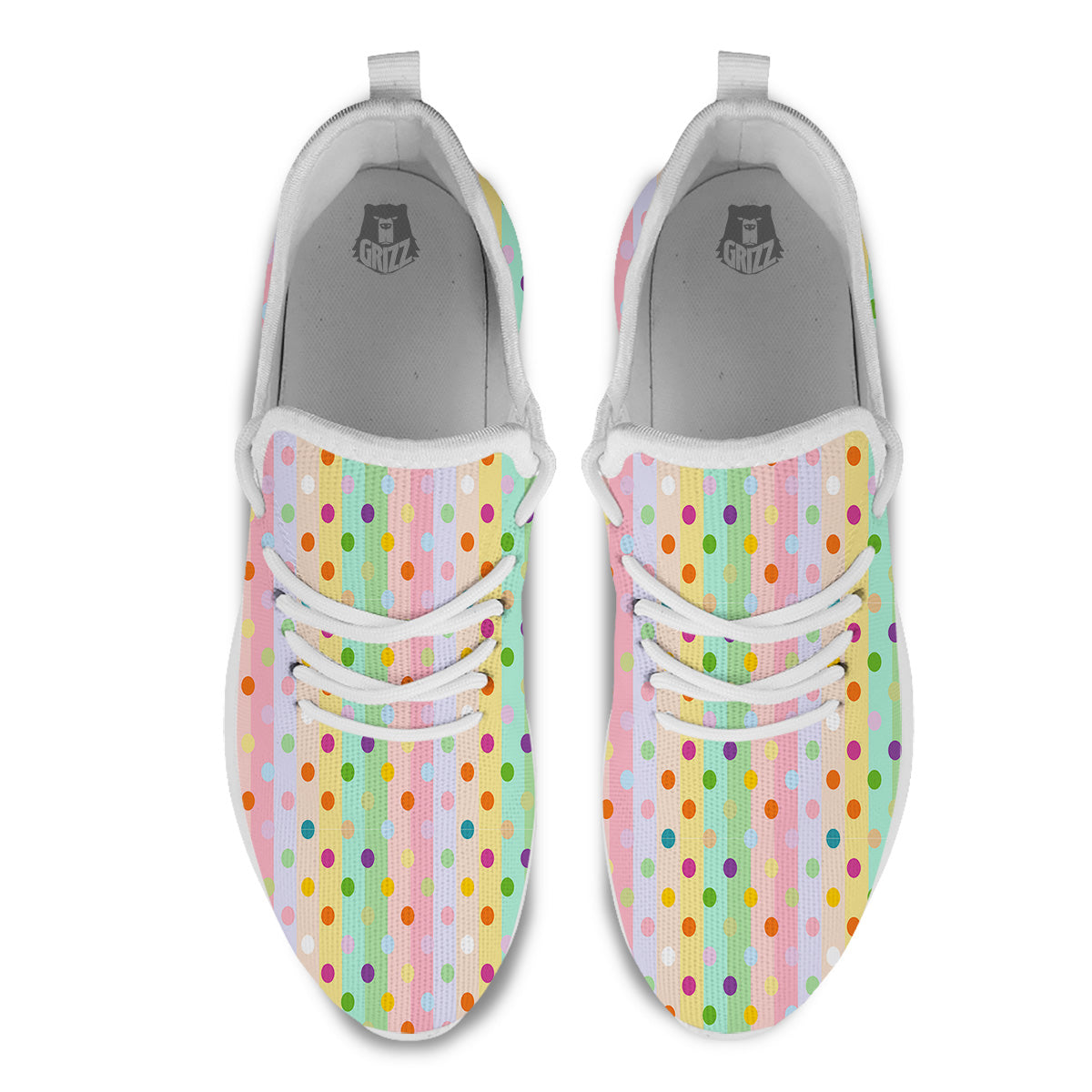 Pastel Polka Dots Print Pattern White Athletic Shoes-grizzshop