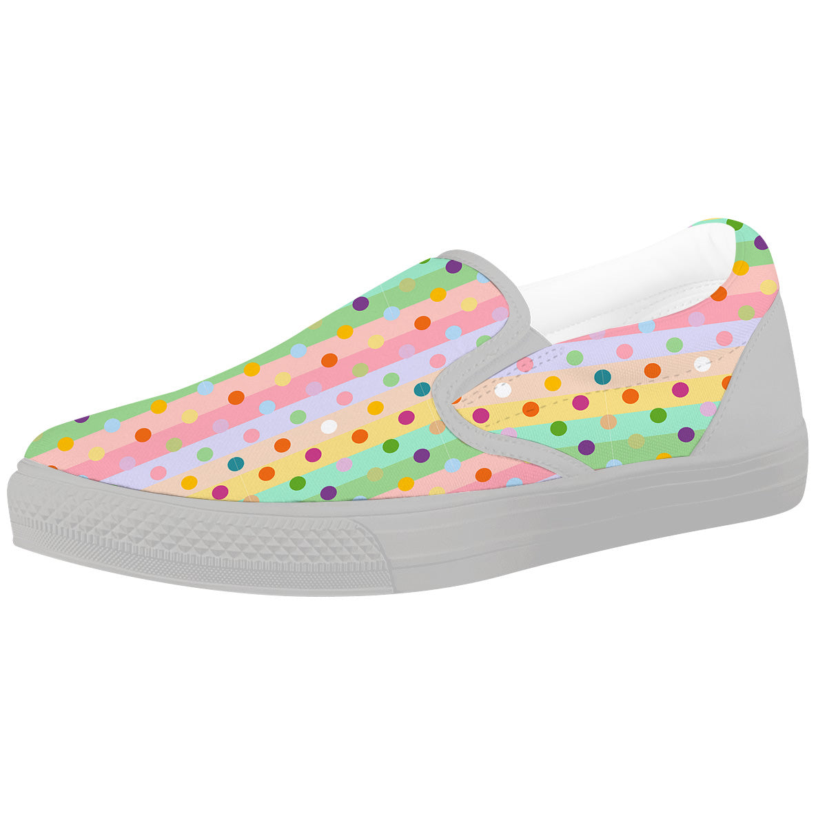 Pastel Polka Dots Print Pattern White Slip On Shoes-grizzshop