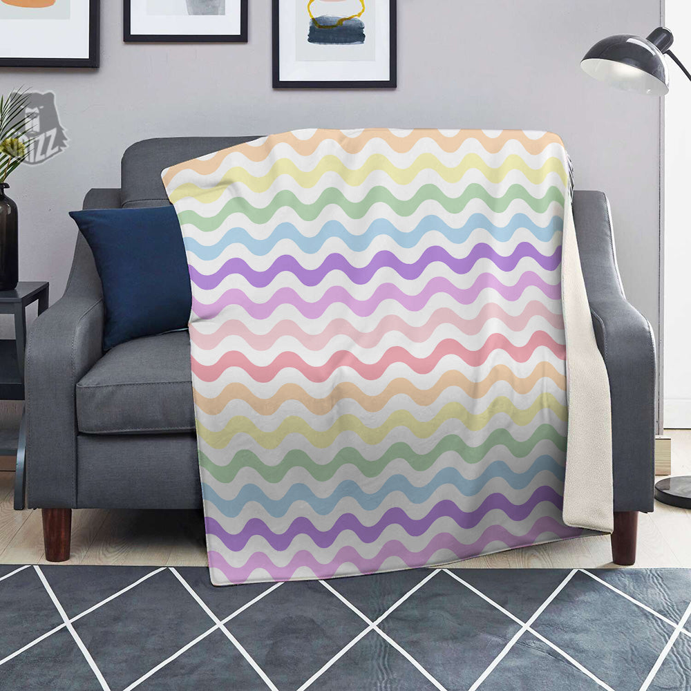 Pastel Wave Striped Print Blanket-grizzshop