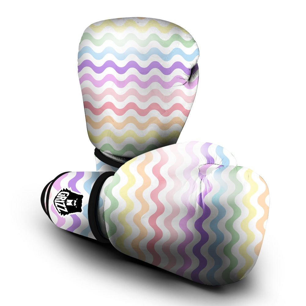 Pastel Wave Striped Print Boxing Gloves-grizzshop