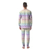 Pastel Wave Striped Print Men's Pajamas-grizzshop