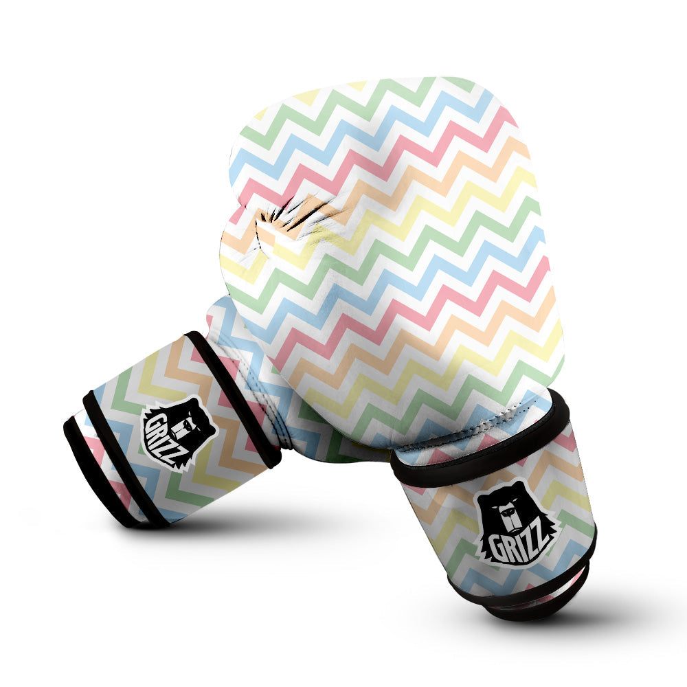 Pastel Zigzag Print Pattern Boxing Gloves-grizzshop