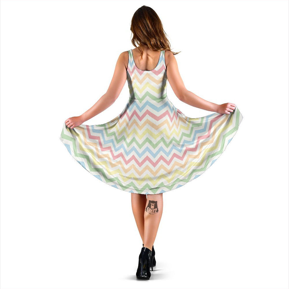 Pastel Zigzag Print Pattern Dress-grizzshop