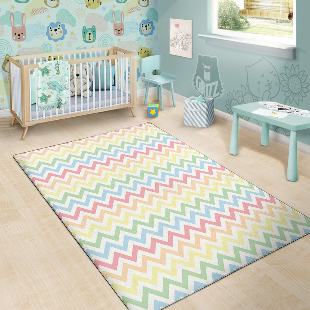 Pastel Zigzag Print Pattern Floor Mat-grizzshop