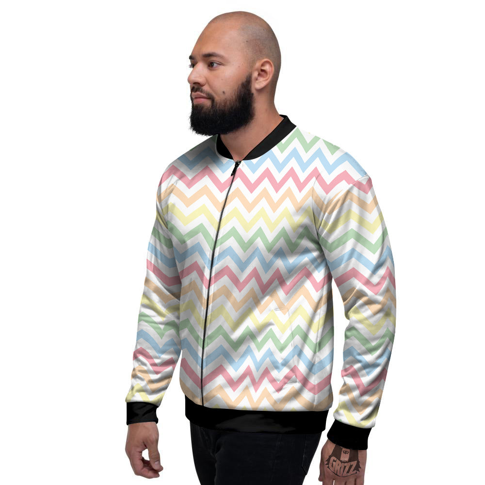 Pastel Zigzag Print Pattern Men's Bomber Jacket-grizzshop
