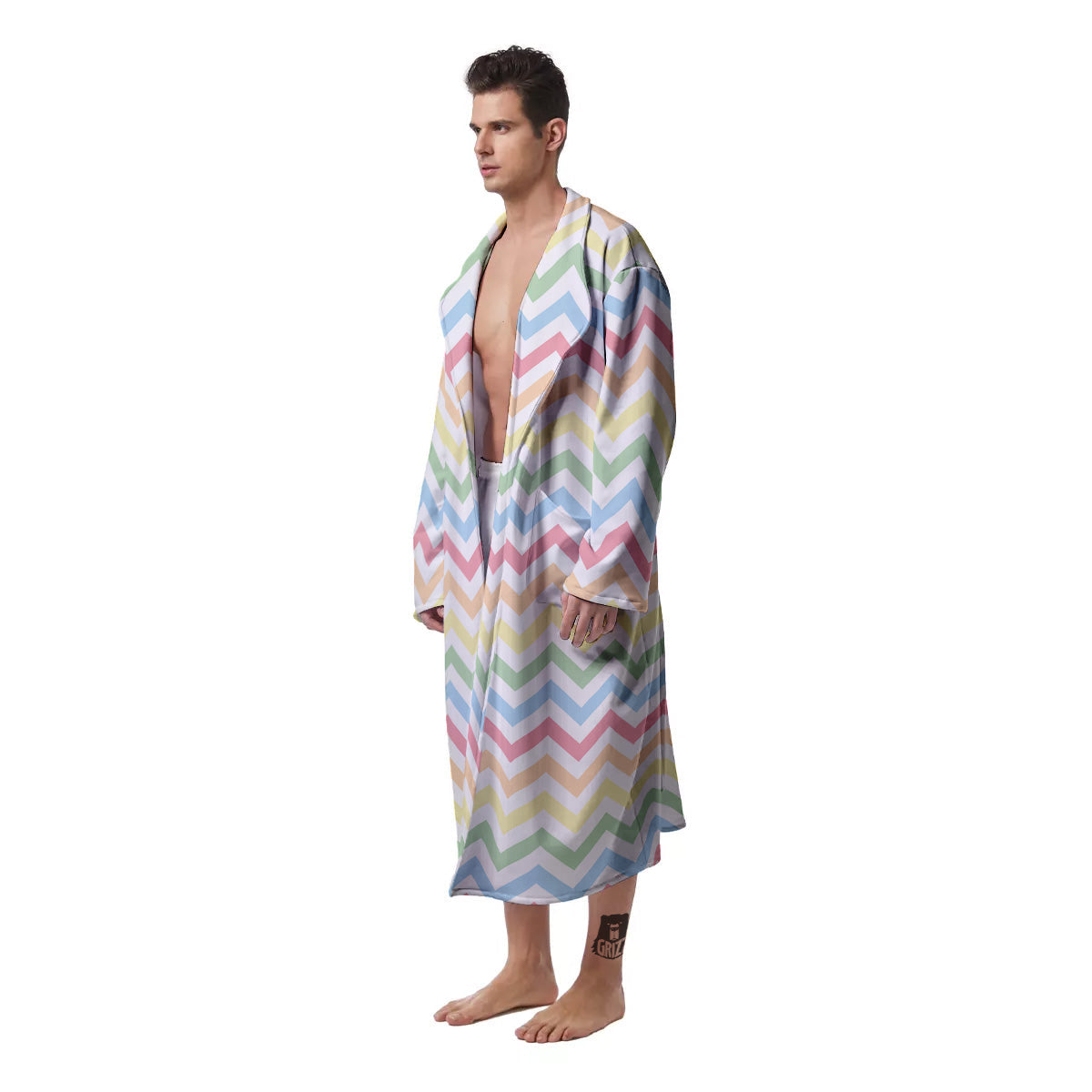 Pastel Zigzag Print Pattern Men's Robe-grizzshop