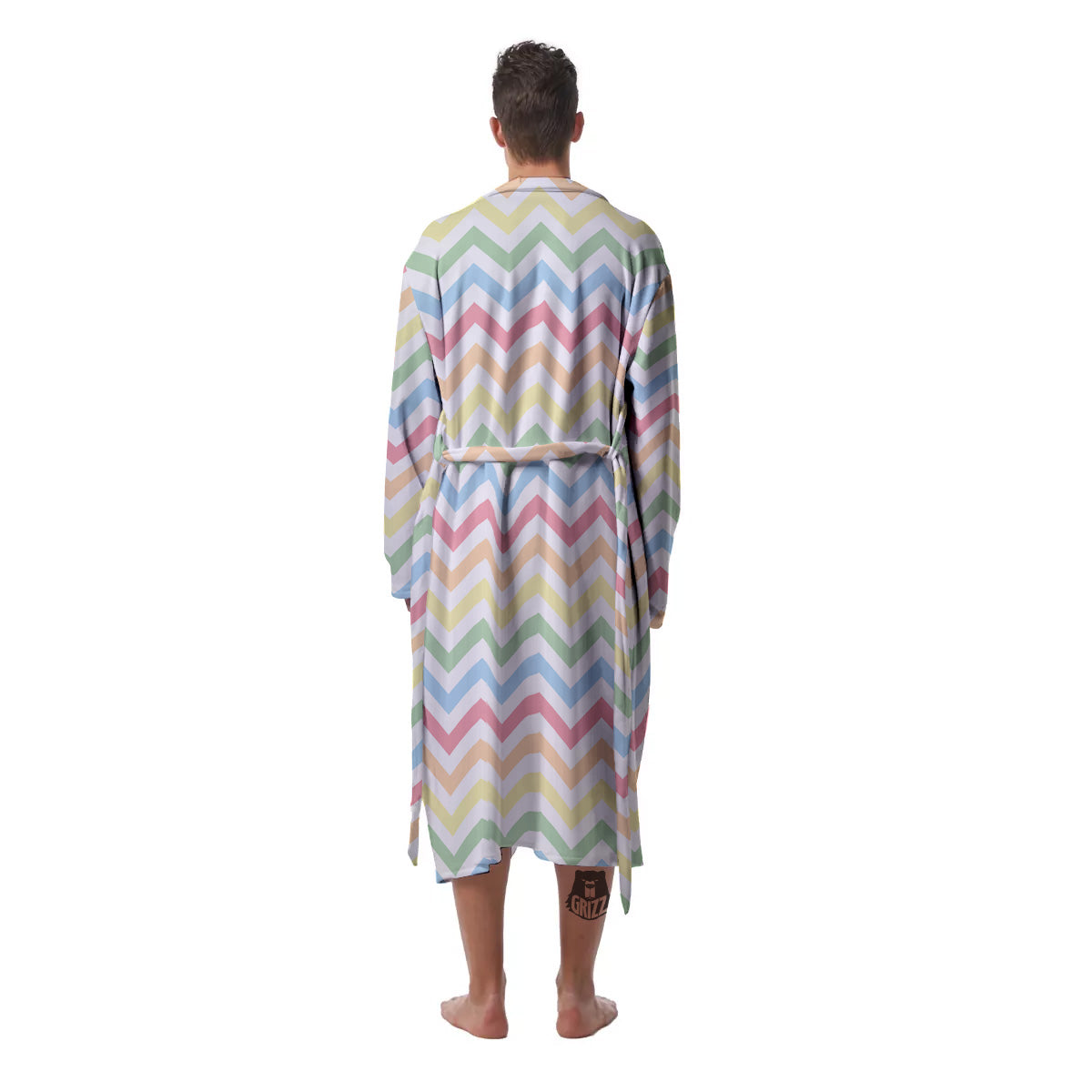 Pastel Zigzag Print Pattern Men's Robe-grizzshop