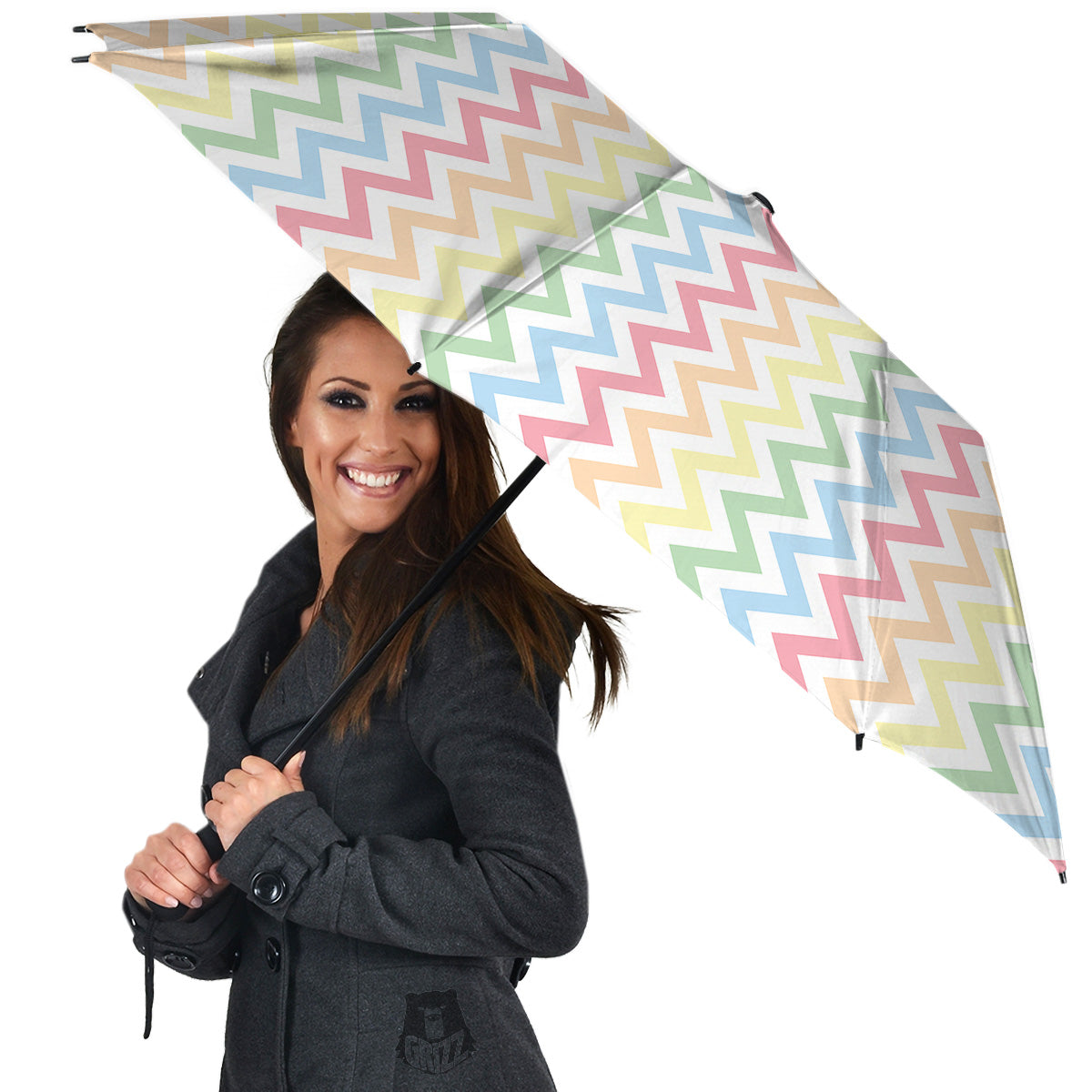 Pastel Zigzag Print Pattern Umbrella-grizzshop