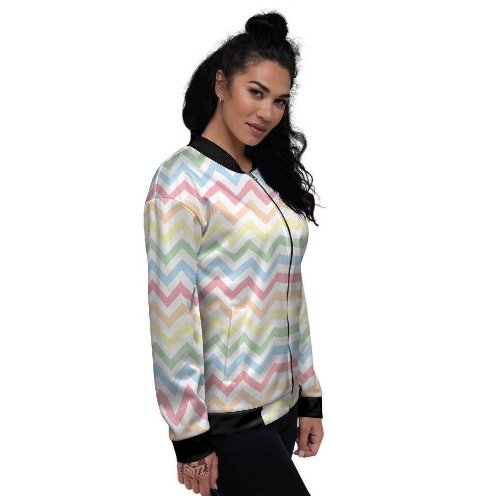 Pastel Zigzag Print Pattern Women's Bomber Jacket-grizzshop