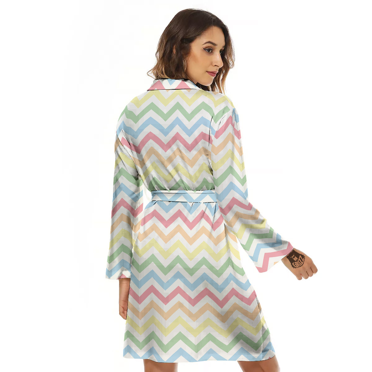 Pastel Zigzag Print Pattern Women's Robe-grizzshop