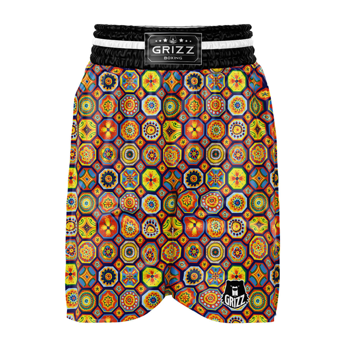 Patchwork Abstract Floral Colorful Print Pattern Boxing Shorts-grizzshop