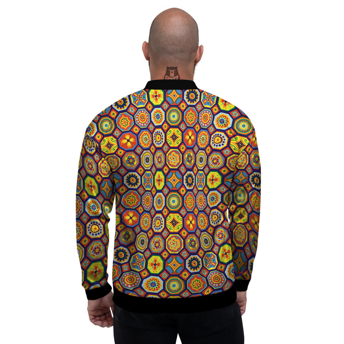 Patchwork Abstract Floral Colorful Print Pattern Men's Bomber Jacket-grizzshop