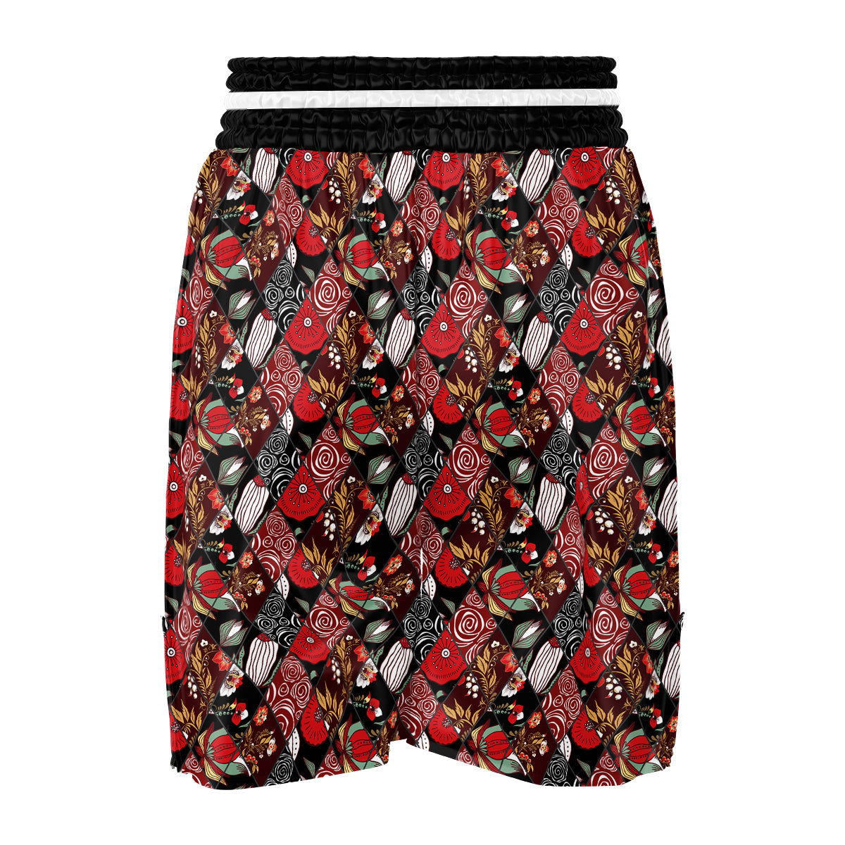 Patchwork Abstract Flower Print Pattern Boxing Shorts-grizzshop