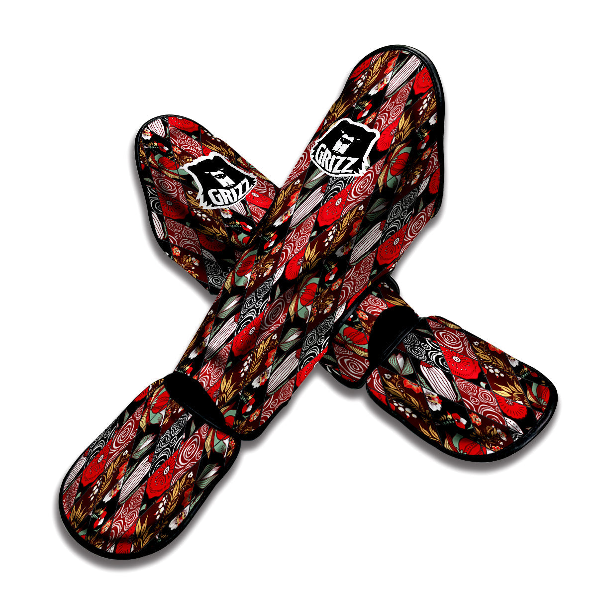 Patchwork Abstract Flower Print Pattern Muay Thai Shin Guards-grizzshop