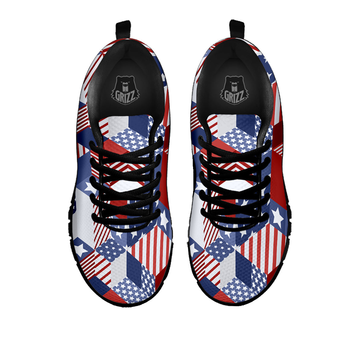 Patchwork American Patriotic Print Black Sneaker-grizzshop