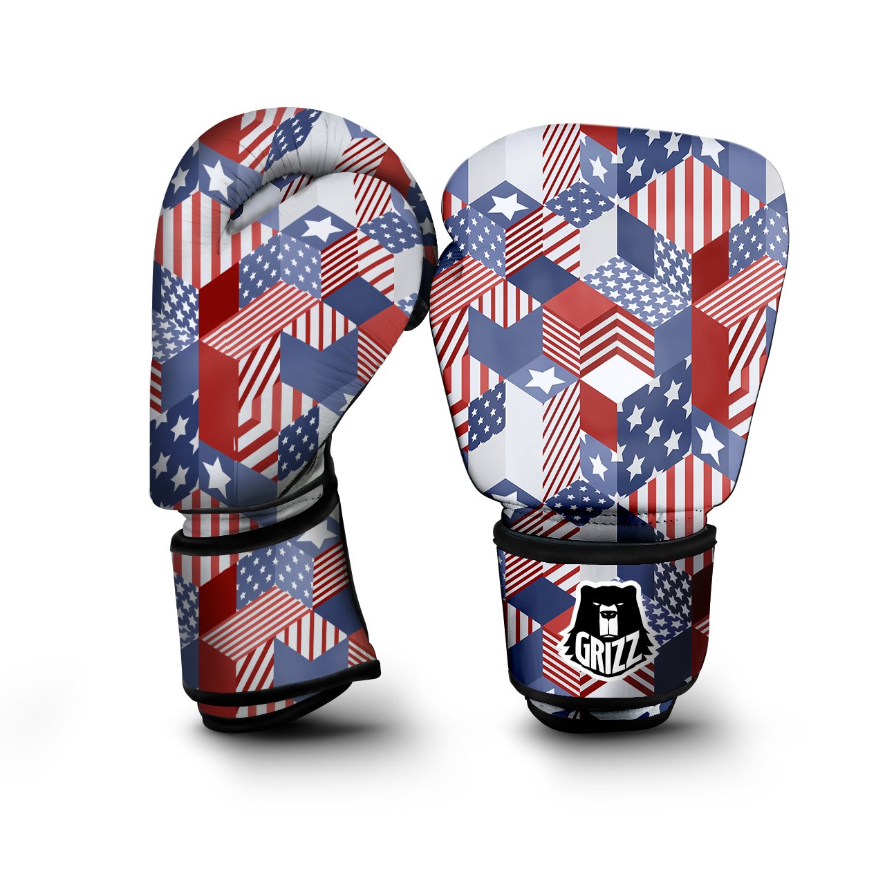 Patchwork American Patriotic Print Boxing Gloves-grizzshop