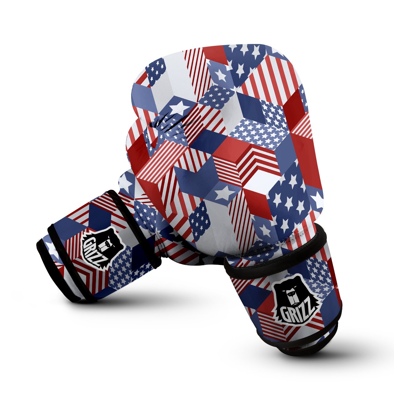 Patchwork American Patriotic Print Boxing Gloves-grizzshop