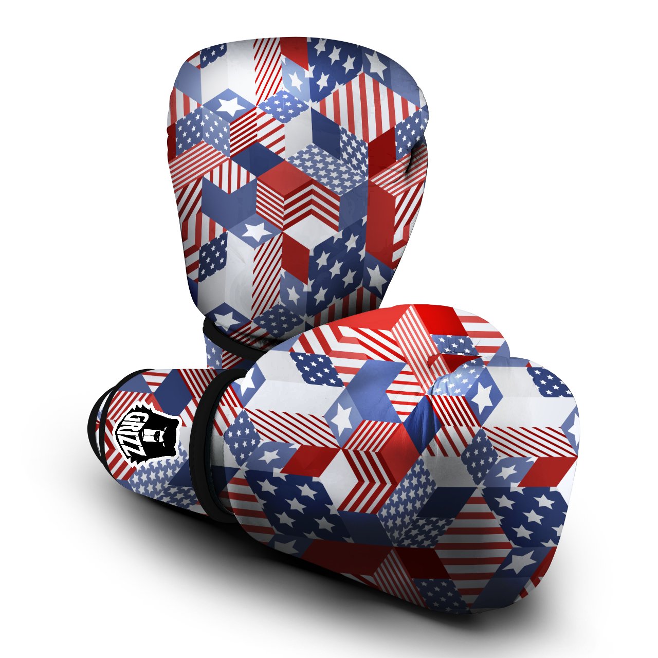 Patchwork American Patriotic Print Boxing Gloves-grizzshop