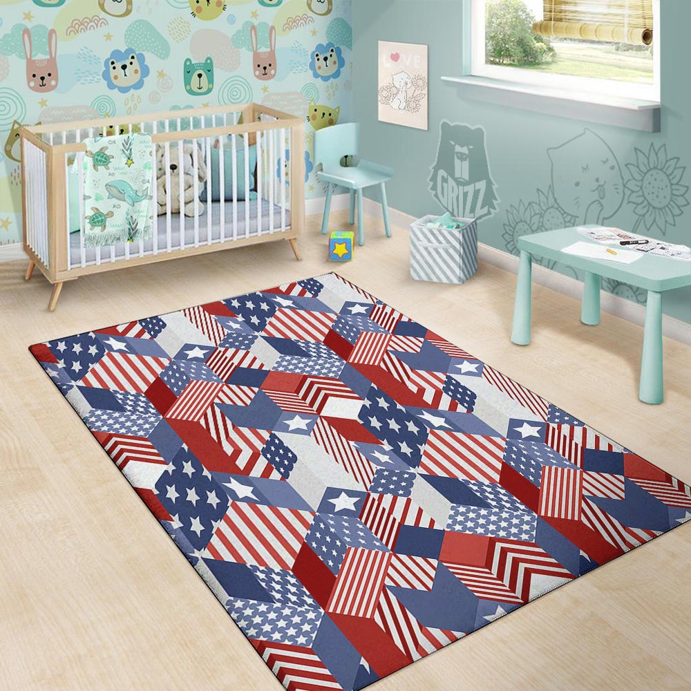 Patchwork American Patriotic Print Floor Mat-grizzshop