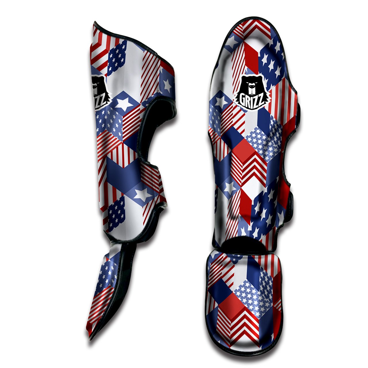 Patchwork American Patriotic Print Muay Thai Shin Guards-grizzshop