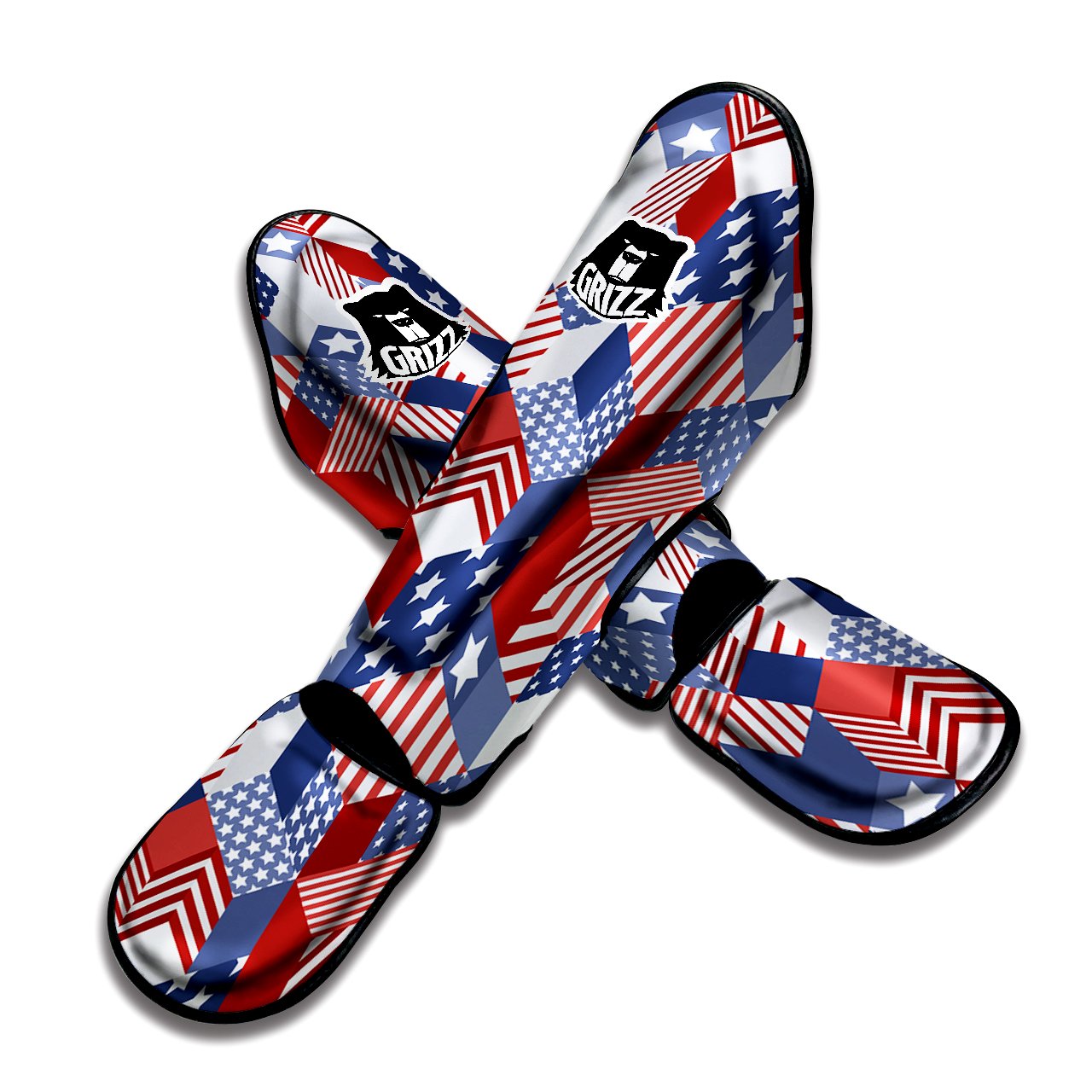 Patchwork American Patriotic Print Muay Thai Shin Guards-grizzshop