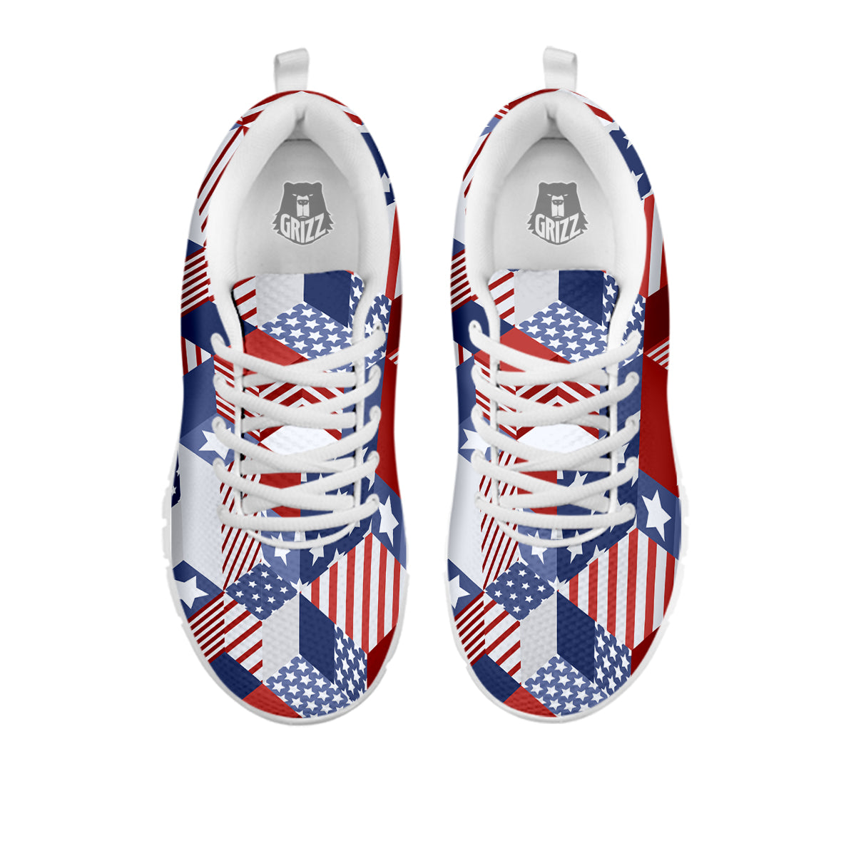 Patchwork American Patriotic Print White Sneaker-grizzshop