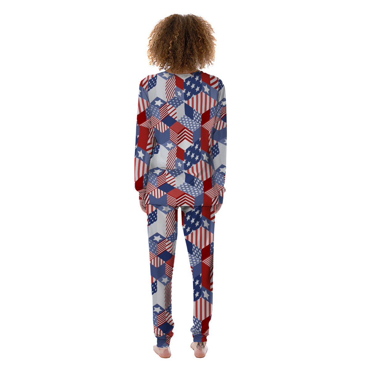 Patchwork American Patriotic Print Women's Pajamas-grizzshop