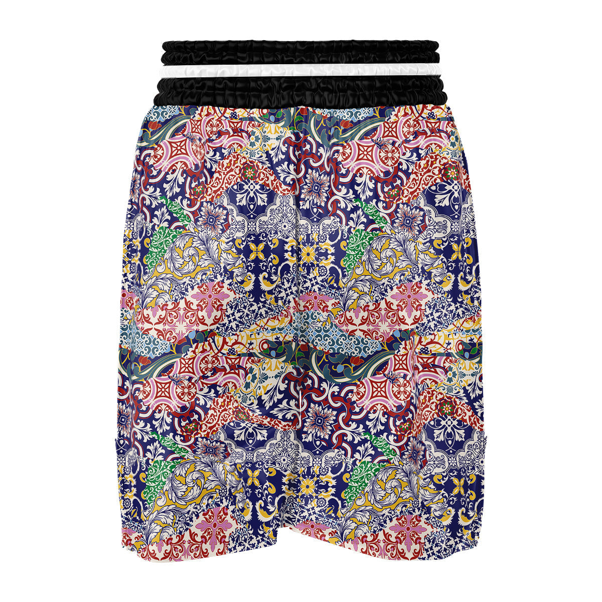 Patchwork Azulejos Tiles Print Pattern Boxing Shorts-grizzshop