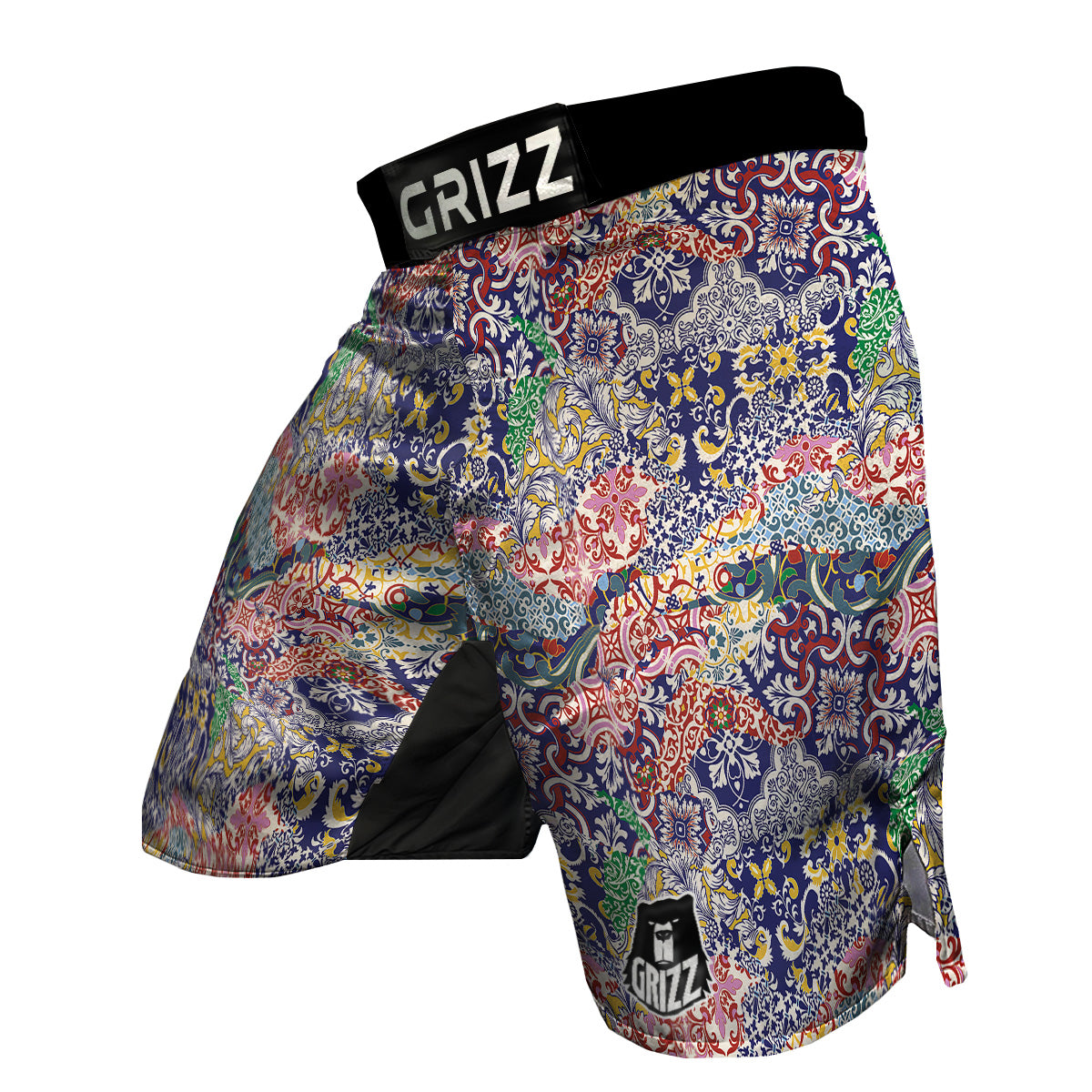 Patchwork Azulejos Tiles Print Pattern MMA Shorts-grizzshop