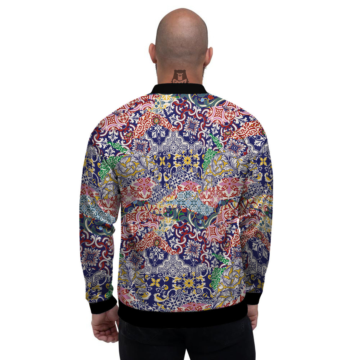 Patchwork Azulejos Tiles Print Pattern Men's Bomber Jacket-grizzshop