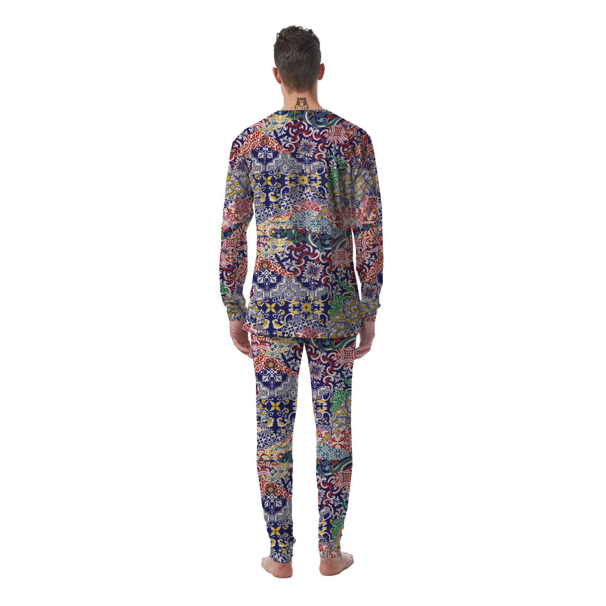 Patchwork Azulejos Tiles Print Pattern Men's Pajamas-grizzshop