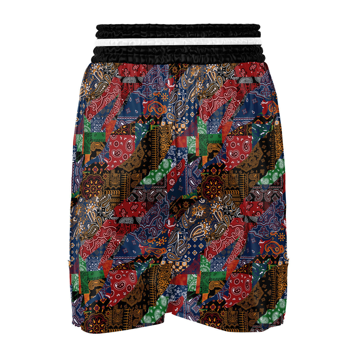 Patchwork Bandanna Print Pattern Boxing Shorts-grizzshop