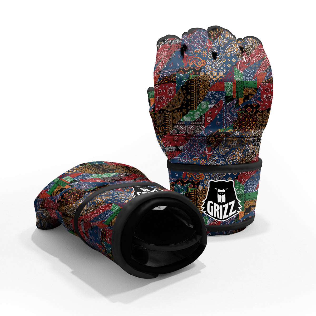 Patchwork Bandanna Print Pattern MMA Gloves-grizzshop