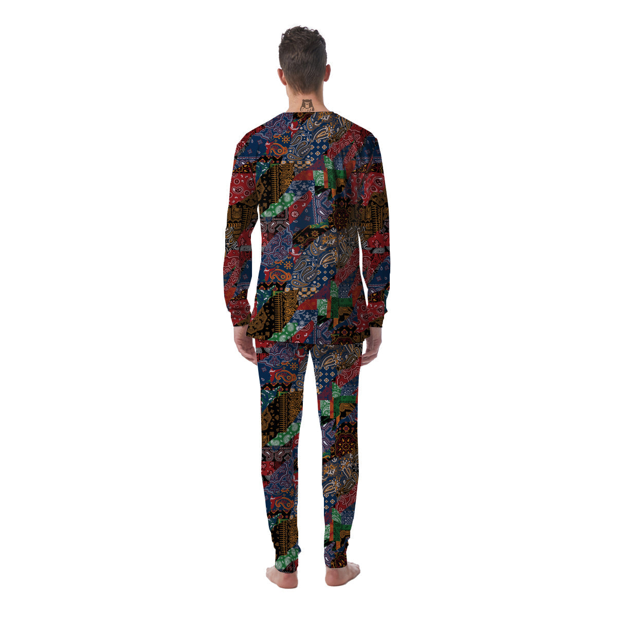 Patchwork Bandanna Print Pattern Men's Pajamas-grizzshop