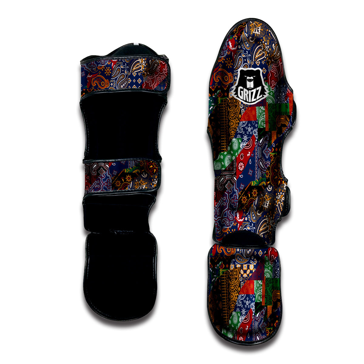 Patchwork Bandanna Print Pattern Muay Thai Shin Guards-grizzshop