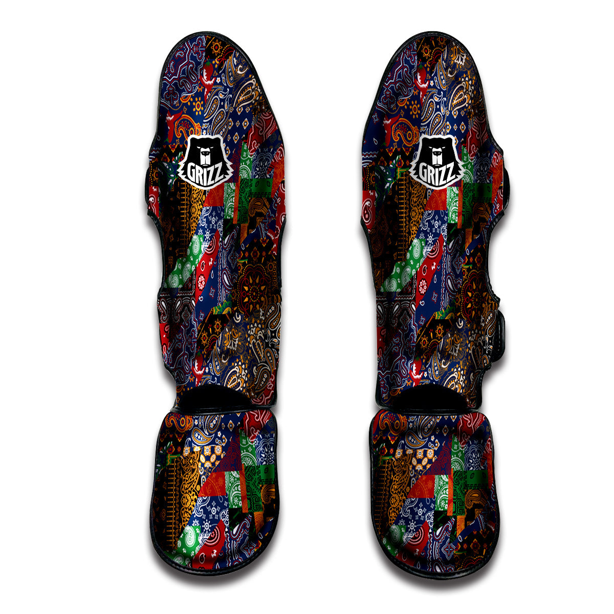 Patchwork Bandanna Print Pattern Muay Thai Shin Guards-grizzshop
