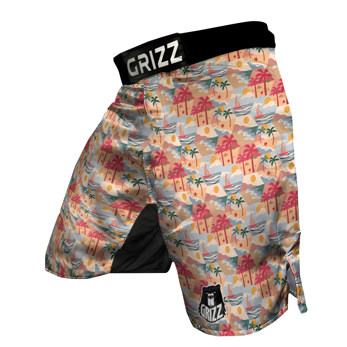 Patchwork Beach And Sunset Sky Print Pattern MMA Shorts-grizzshop