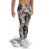 Patchwork Black White And Floral Print Pattern Men's Leggings-grizzshop