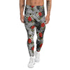 Patchwork Black White And Floral Print Pattern Men's Leggings-grizzshop