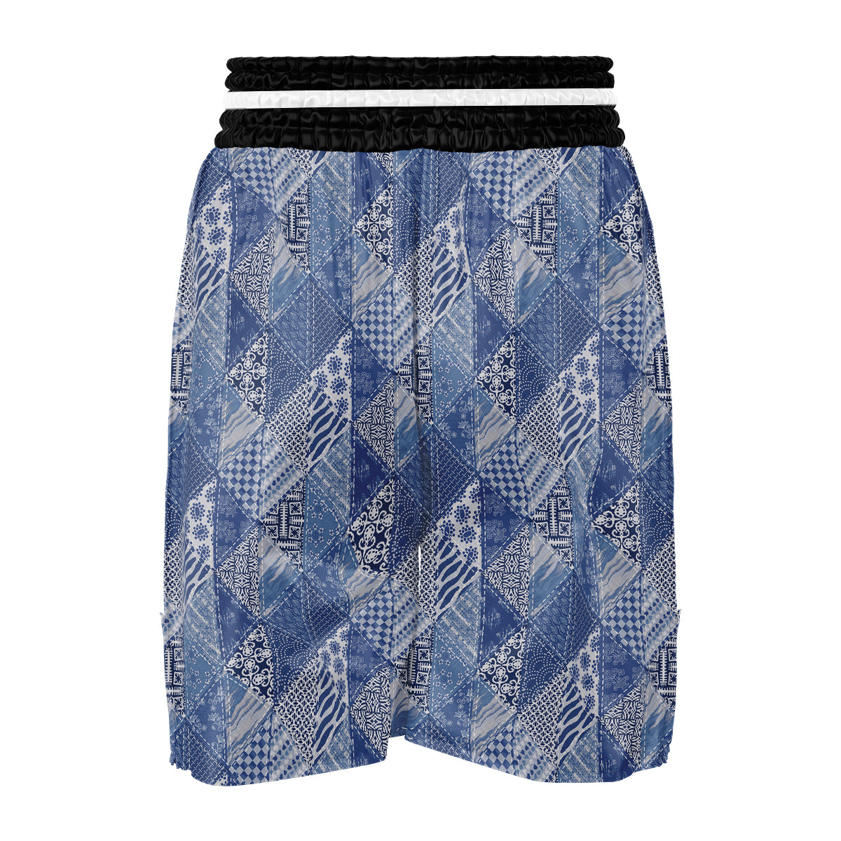 Patchwork Blue Denim Print Pattern Boxing Shorts-grizzshop