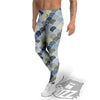 Patchwork Blue Traditional Japanese Print Pattern Men's Leggings-grizzshop