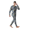 Patchwork Blue Traditional Japanese Print Pattern Men's Pajamas-grizzshop