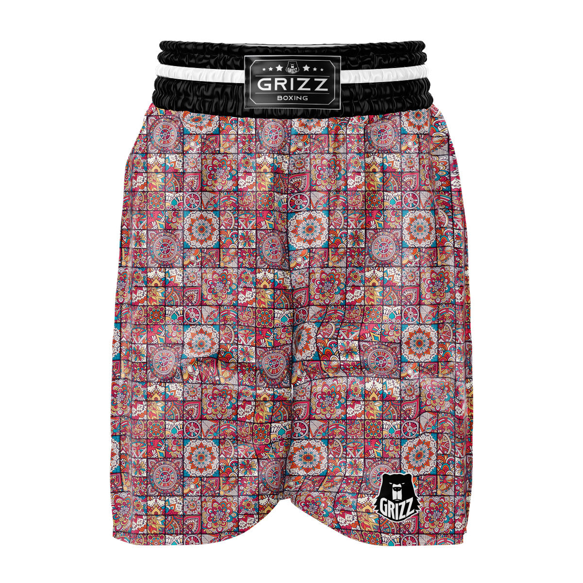 Patchwork Bohemian Print Pattern Boxing Shorts-grizzshop